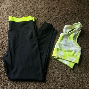 Nike Black and Neon Yellow Activewear Set